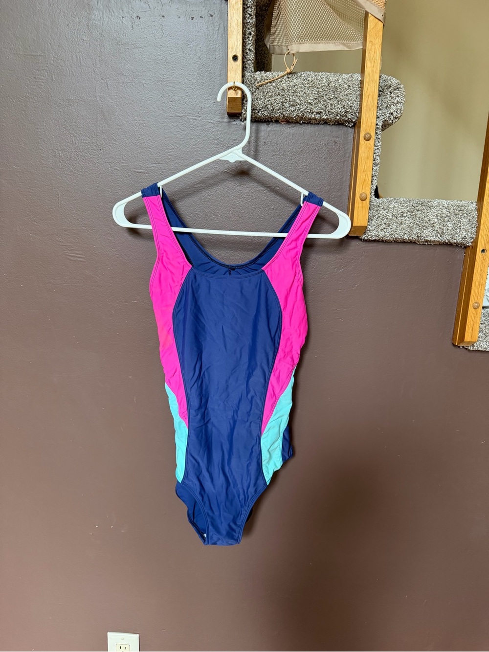 Women’s Navy, Pink & Aqua One-Piece Swimsuit